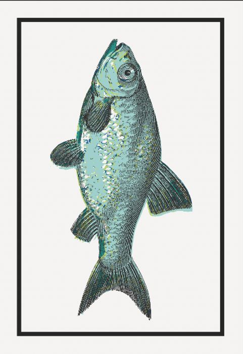 Poisson, torchon de cuisine en sac de farine, lot de 2