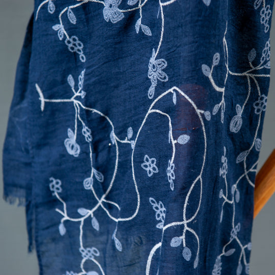 Patterned Scarf - Navy/Blue