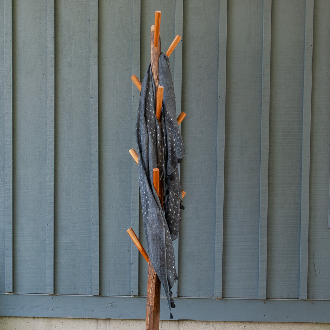 Silver Thread Cotton Scarf - Black