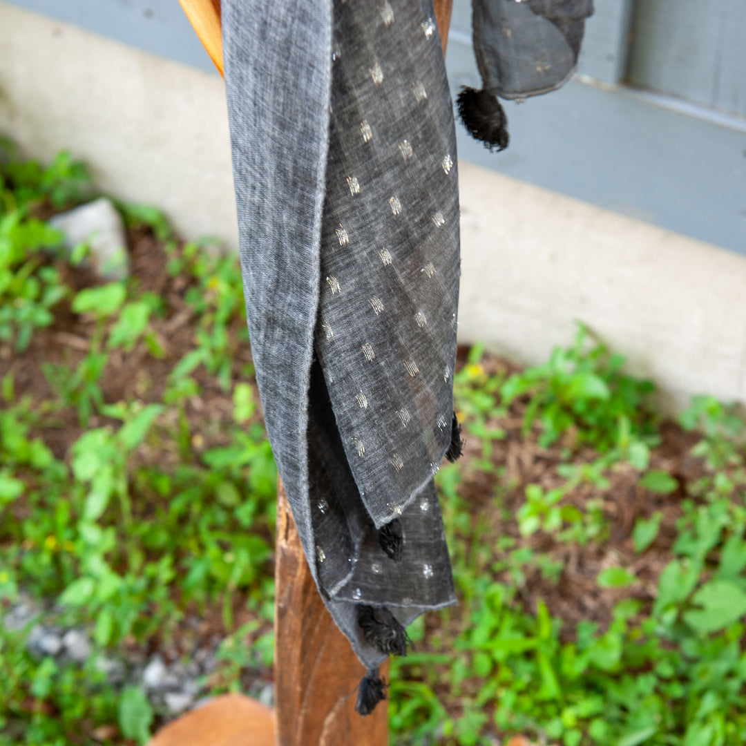 Silver Thread Cotton Scarf - Black