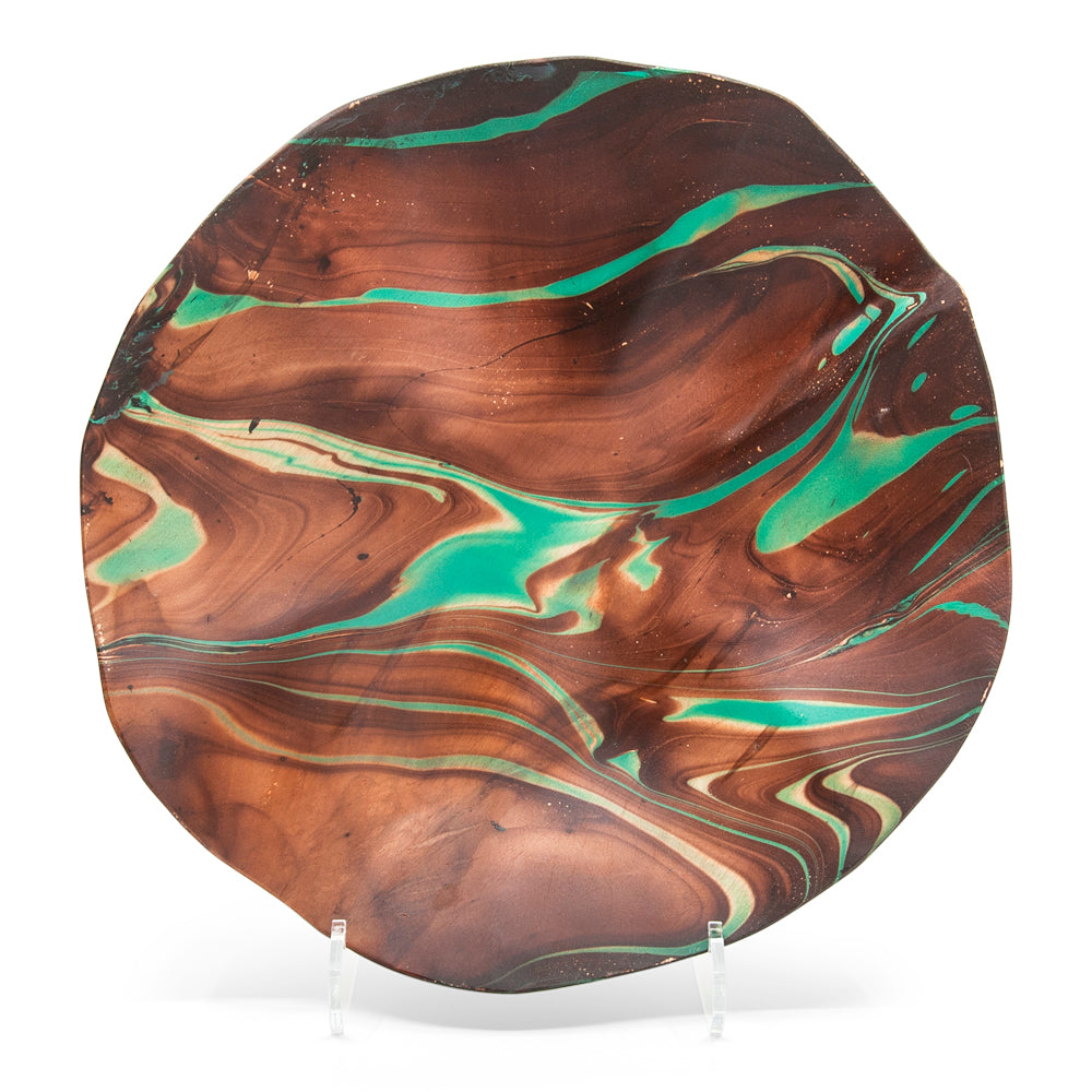 Mango Wood Flower Fruit Bowl - 12" (Turquoise)