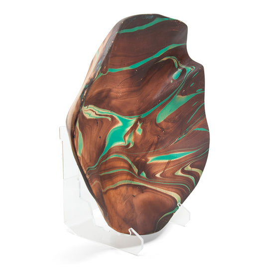 Mango Wood Flower Fruit Bowl - 12" (Turquoise)