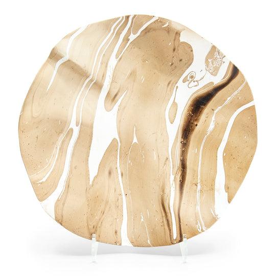 Bol à fruits fleur en bois de manguier - 12" (Latte)