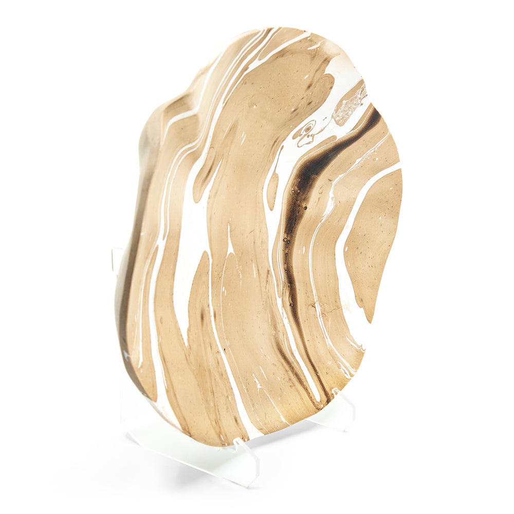 Bol à fruits fleur en bois de manguier - 12" (Latte)