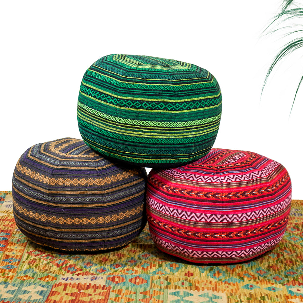 Cotton Weave Pouf - Forest Green