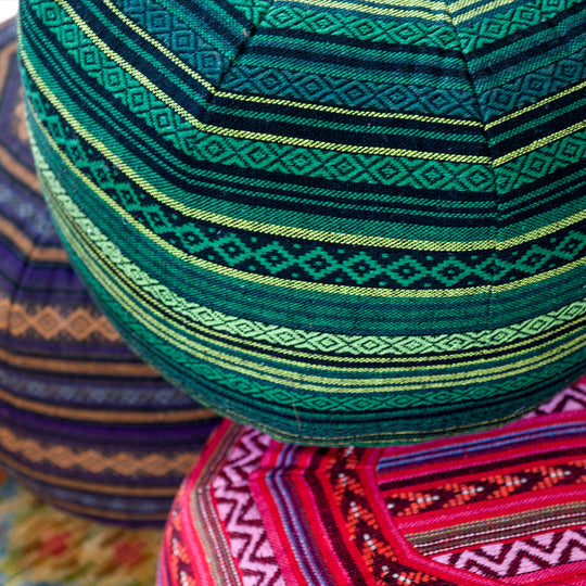 Cotton Weave Pouf - Forest Green