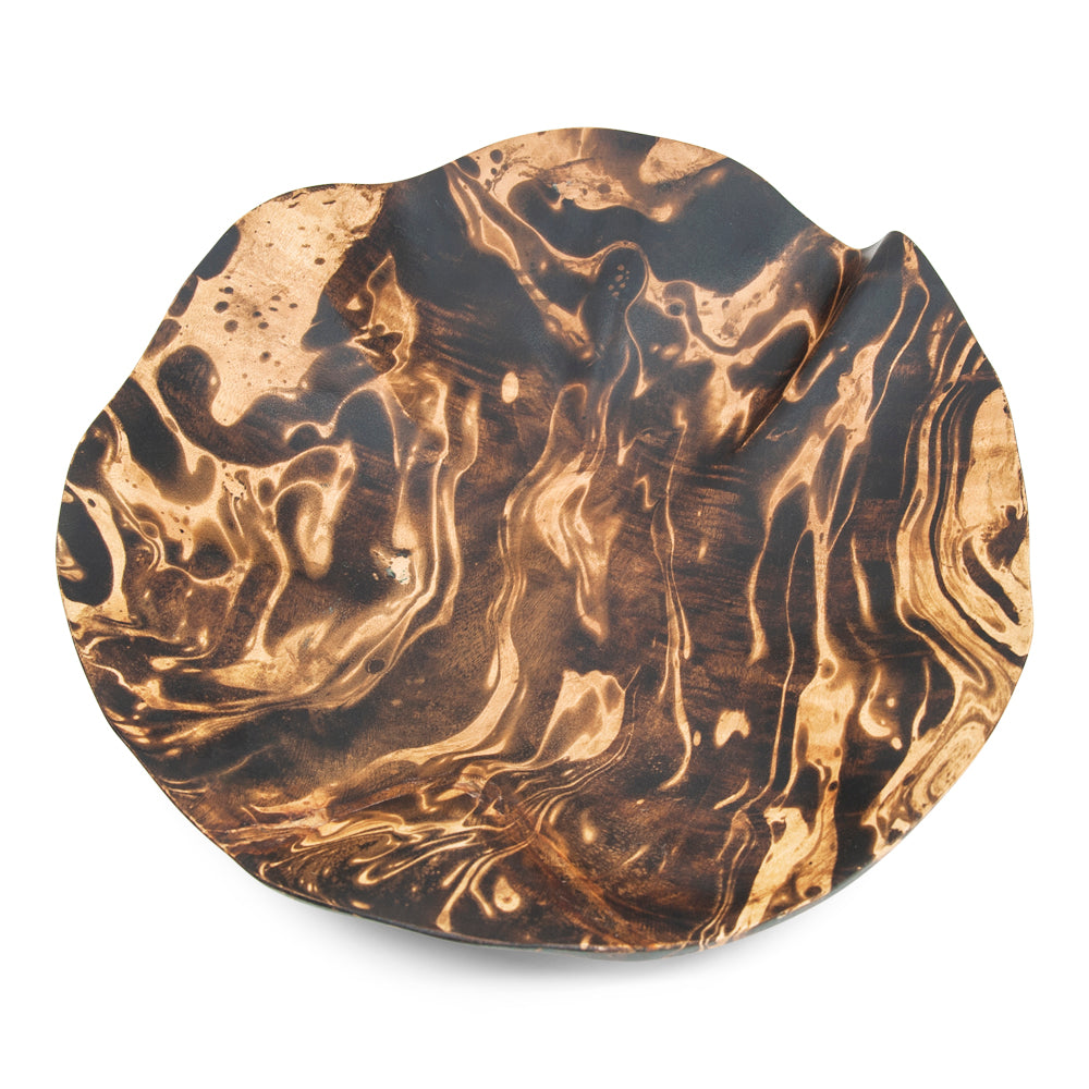 Mango Wood Flower Fruit Bowl - 12" (Old Wood)