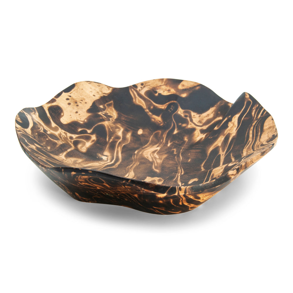 Mango Wood Flower Fruit Bowl - 12" (Old Wood)