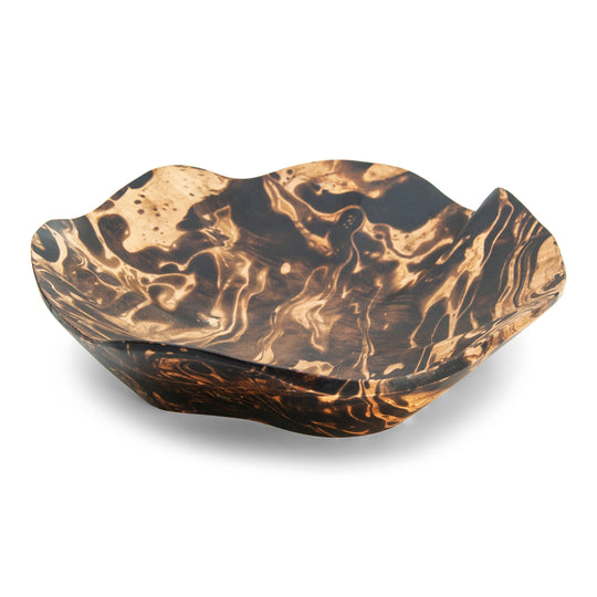 Mango Wood Flower Fruit Bowl - 12" (Old Wood)