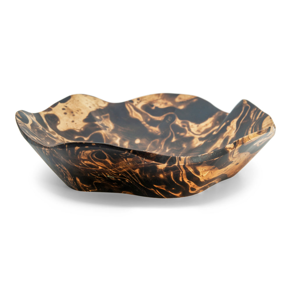 Mango Wood Flower Fruit Bowl - 12" (Old Wood)