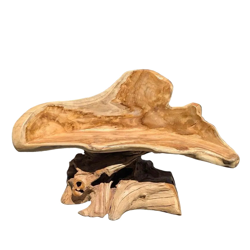Teak Root Bench with Single Leg Base
