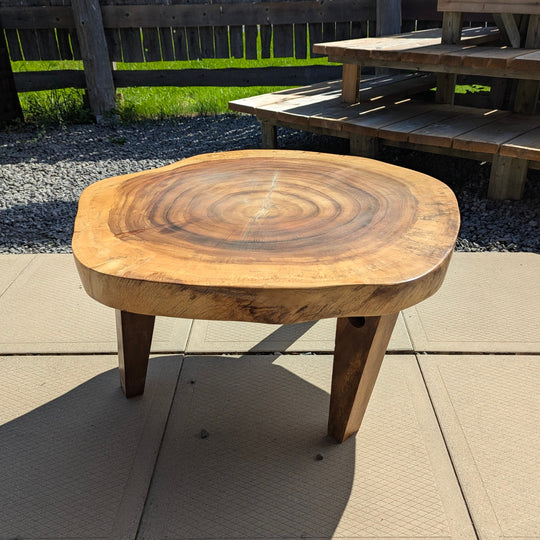 Round Sono Wood Coffee Table with Wood Legs
