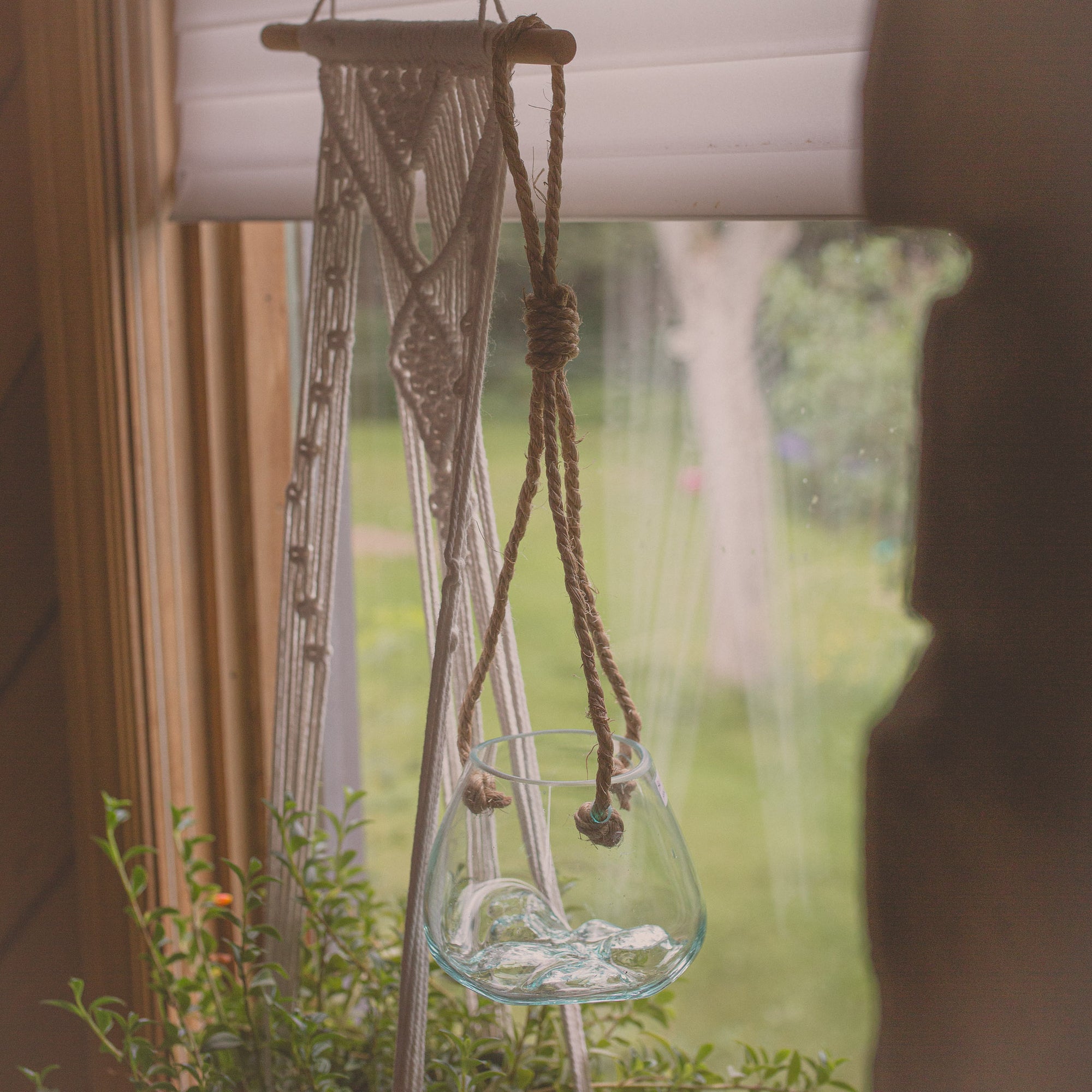 Hanging Blown Glass Bowl-Medium