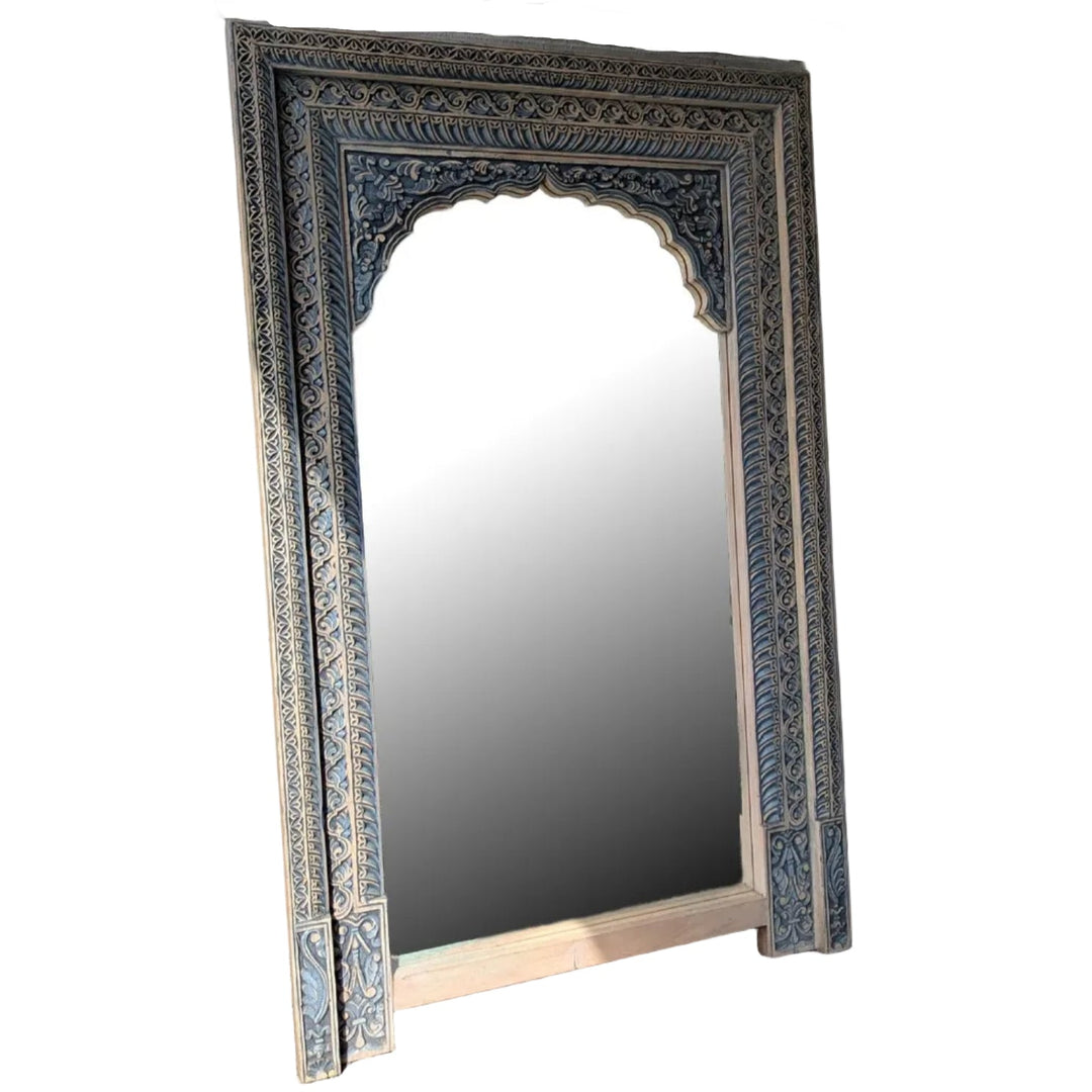 Ornate Carved Arch Reclaimed Teak Mirror