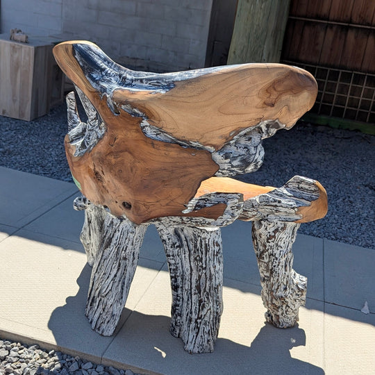 Teak Root Chair with Single Leg Base (No Arms)