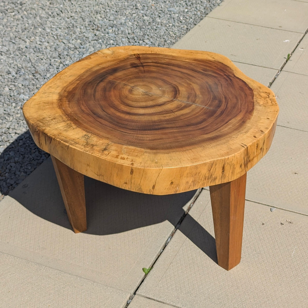 Round Sono Wood Coffee Table with Wood Legs