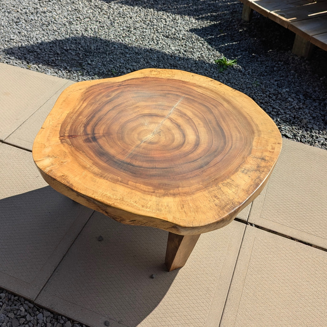 Round Sono Wood Coffee Table with Wood Legs