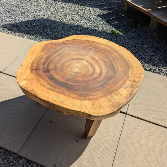 Round Sono Wood Coffee Table with Wood Legs
