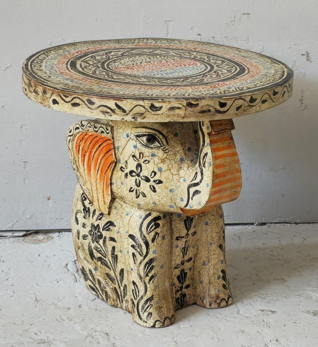 Rajasthani Style Mango Wood Elephant Stool