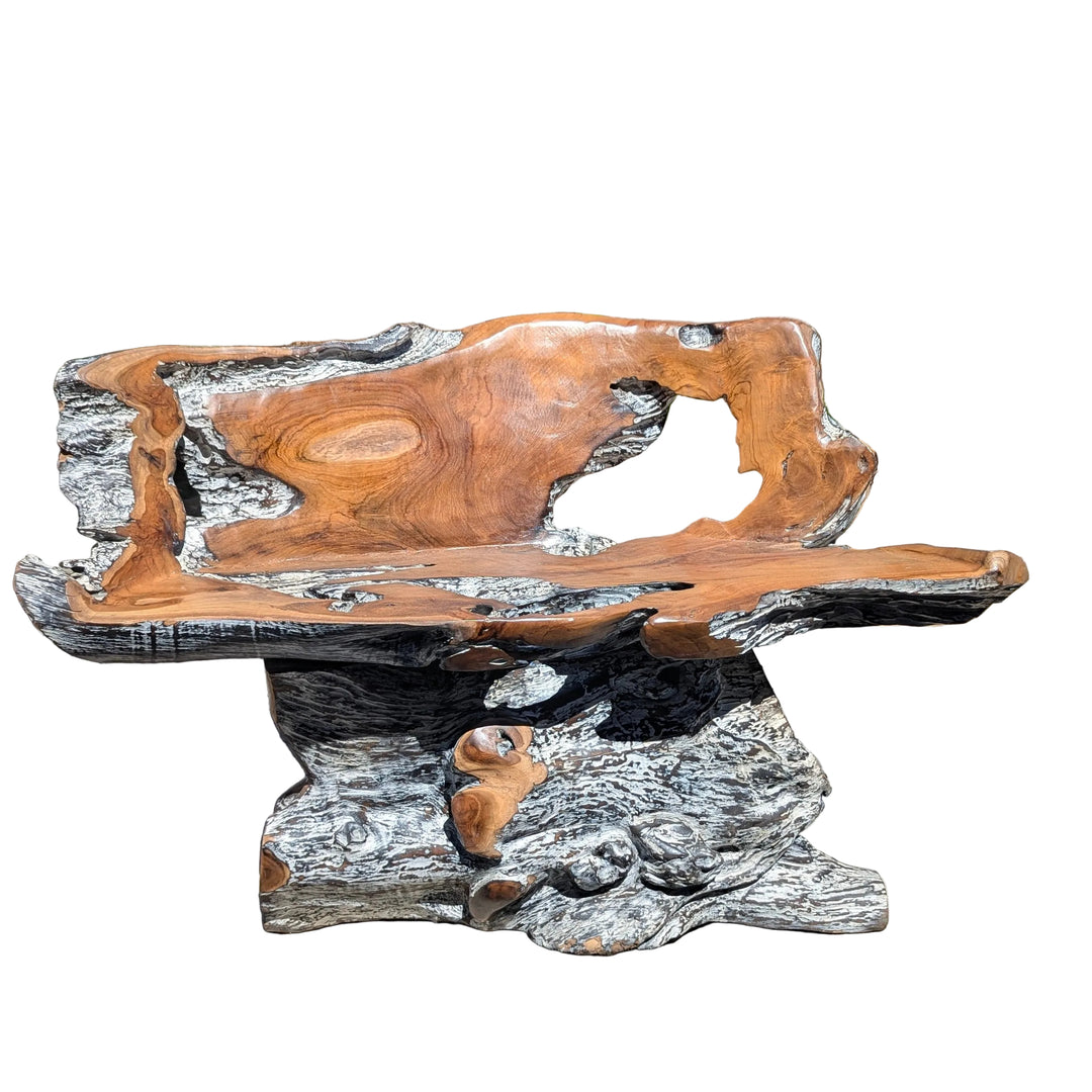 Teak Root Bench with Single Leg Base