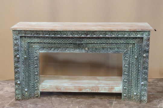 Ornate Carved Mango Wood Console