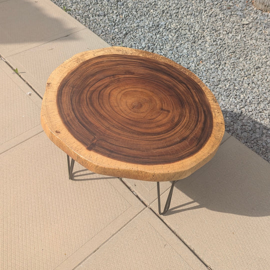 Round Sono Wood Coffee Table with Iron Legs
