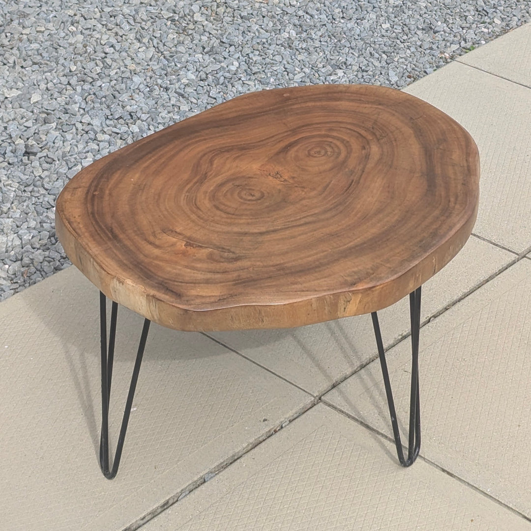 Round Sono Wood Coffee Table with Iron Legs