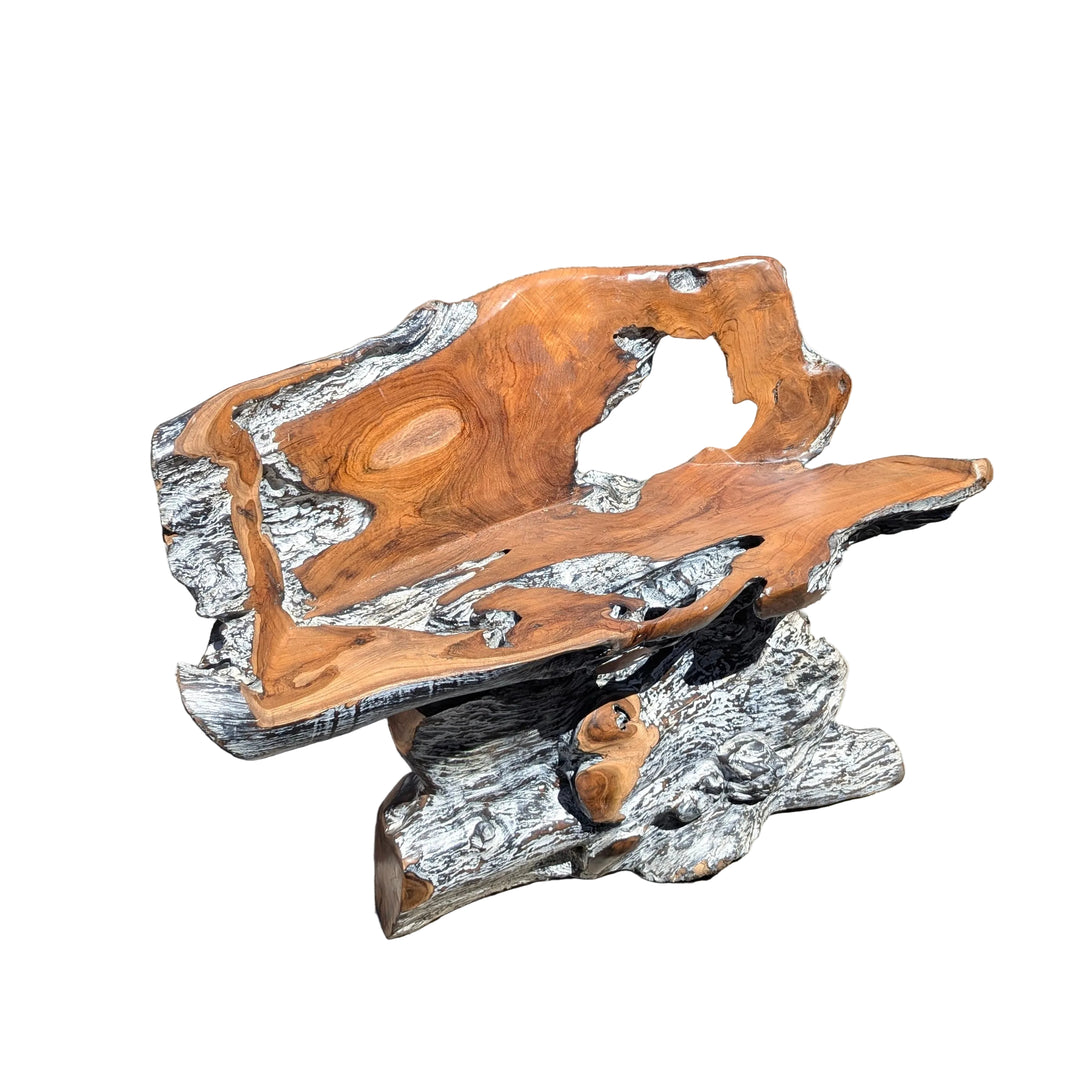 Teak Root Bench with Single Leg Base