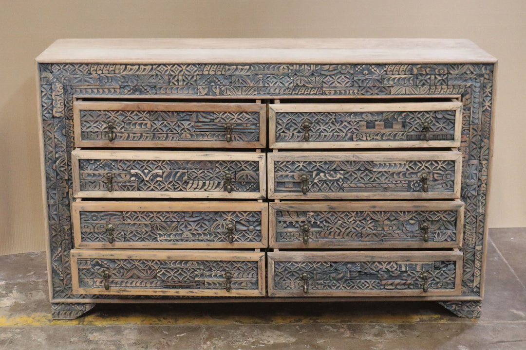 Short 8-Drawer Mango Wood Dresser