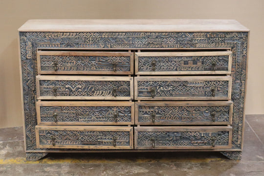 Short 8-Drawer Mango Wood Dresser