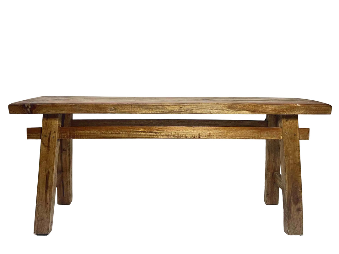 Classic Reclaimed Wood Bench with Support Beams