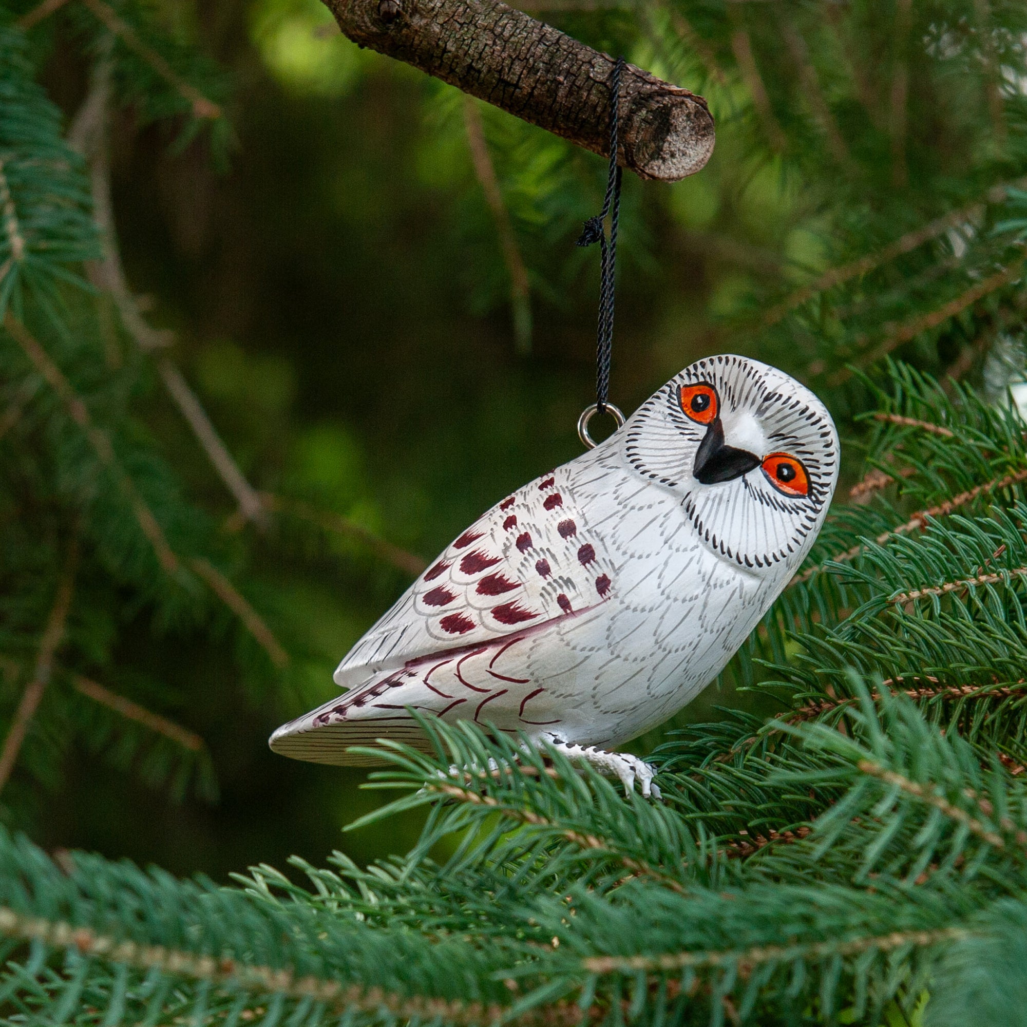 Wooden Snowy Owl Ornament