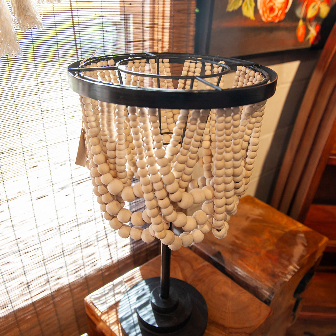 Boho Coffee Wood Bead Lamp