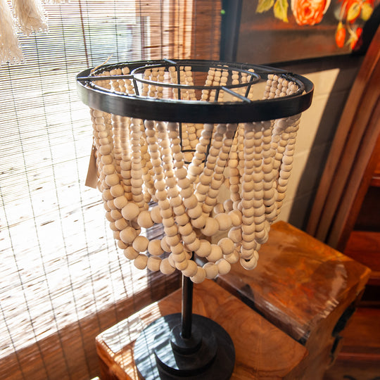 Boho Coffee Wood Bead Lamp