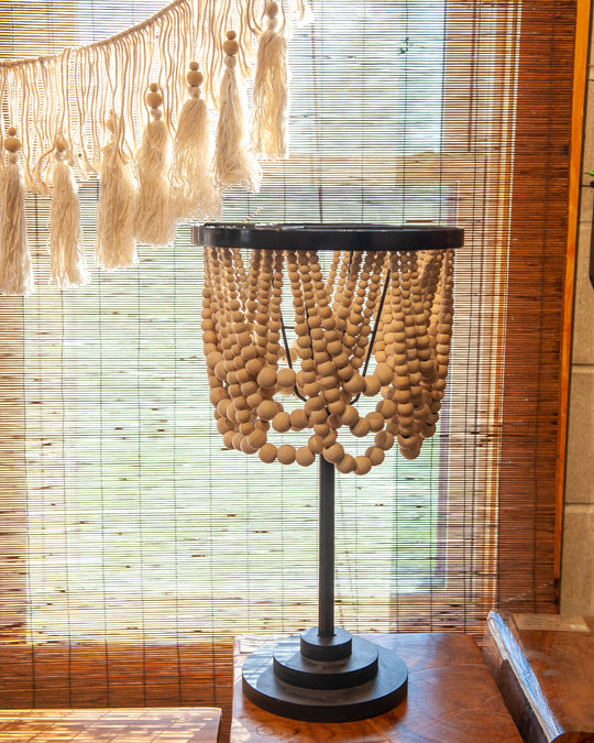 Boho Coffee Wood Bead Lamp