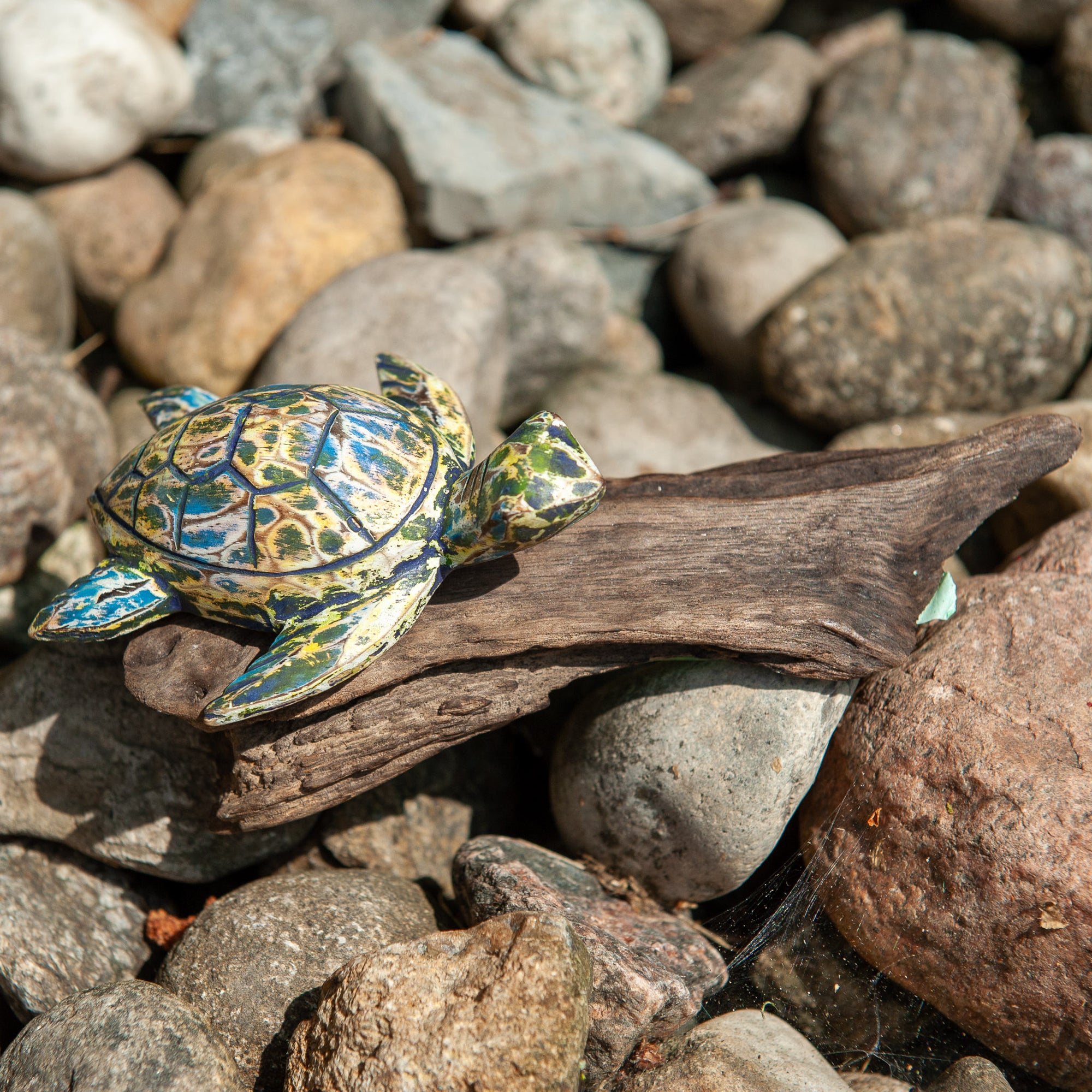 Blue Driftwood Turtle on Base