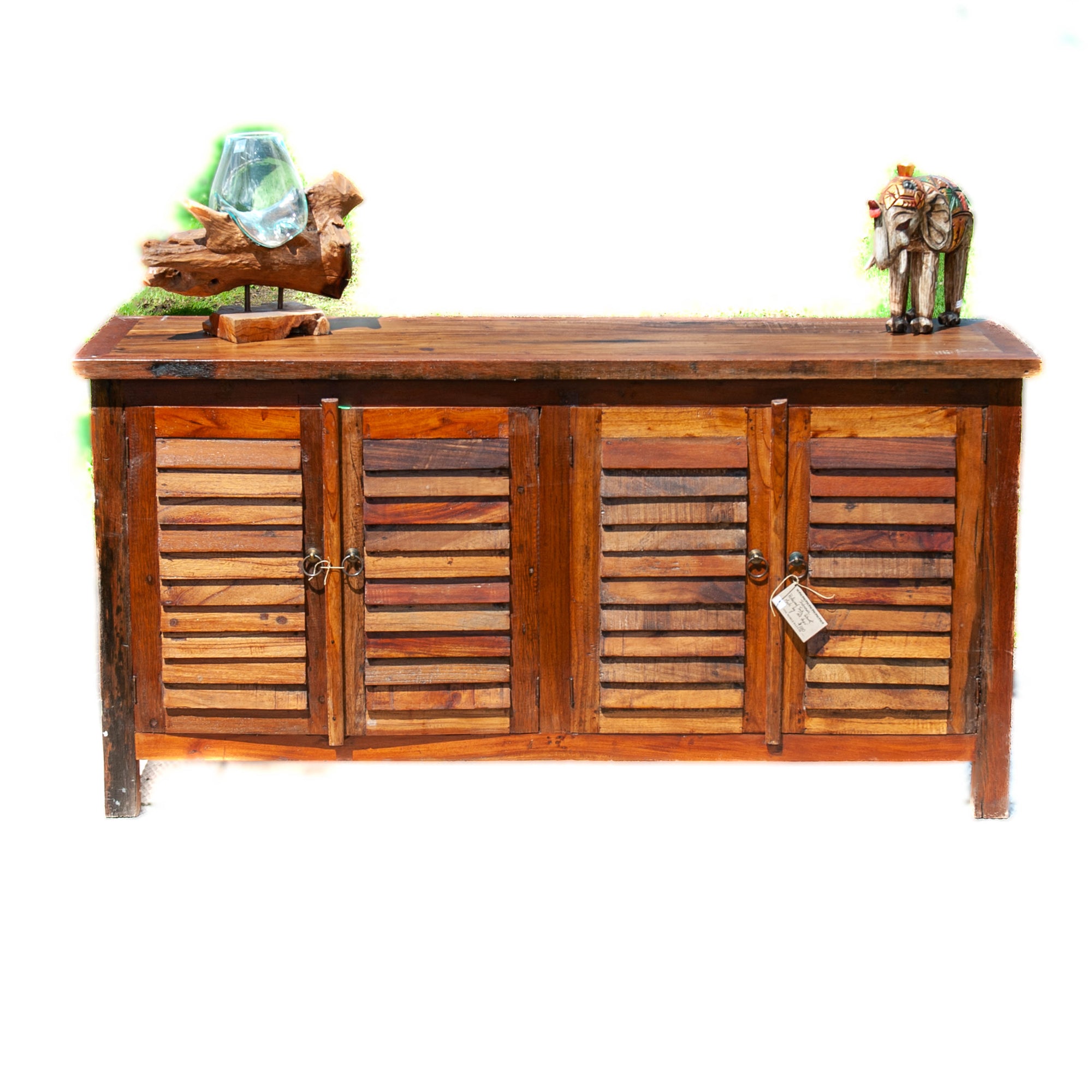 Console de rangement en bois récupéré en teck