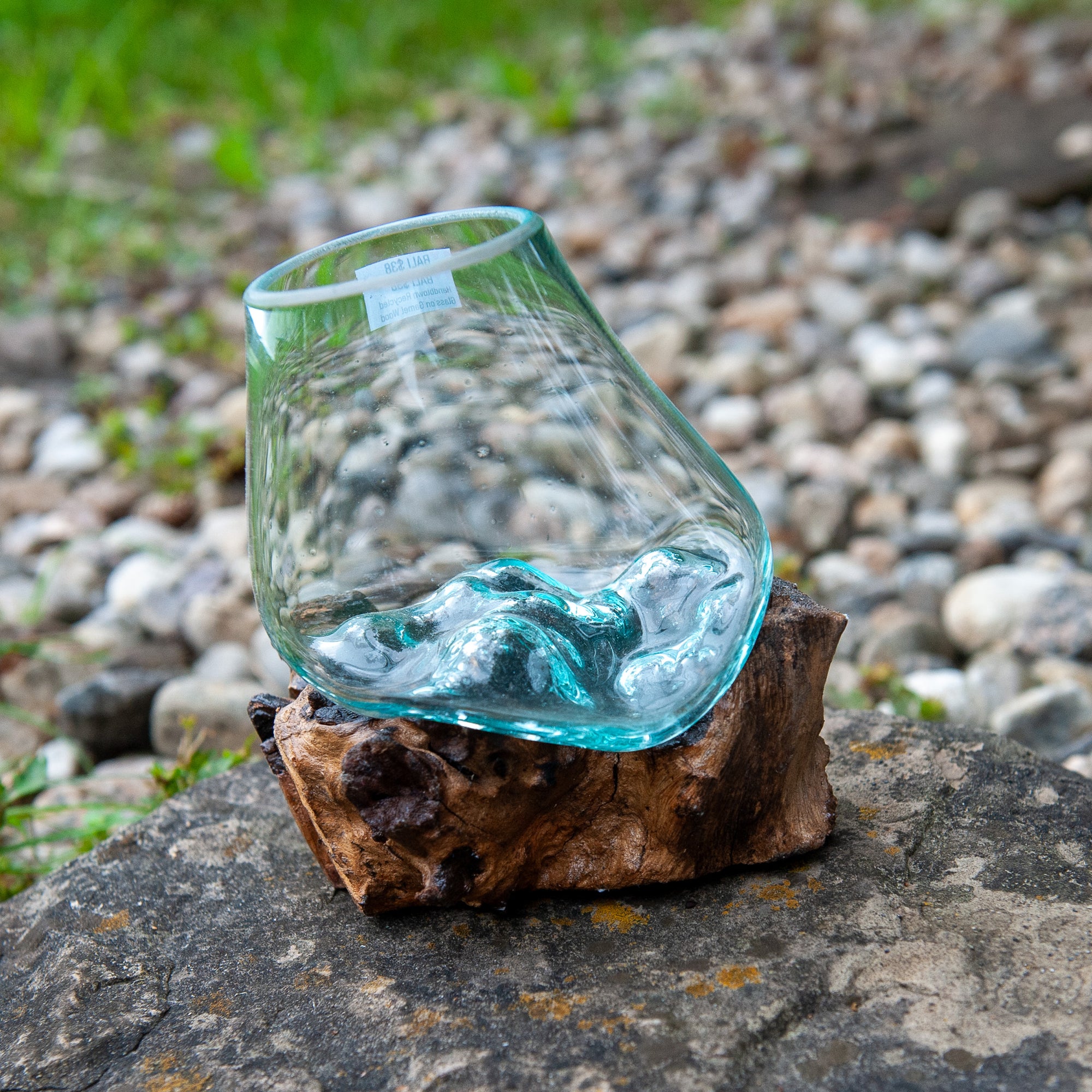 Glass Globe on Natural Wood - 6"
