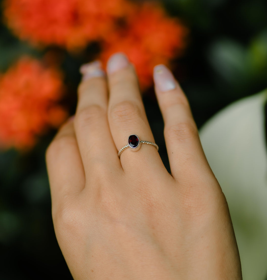 Simple Garnet Ring