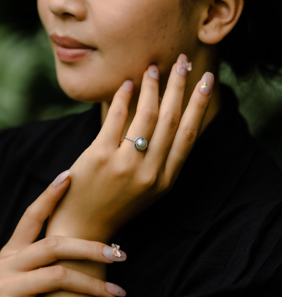 Ornate Twist Pearl Ring