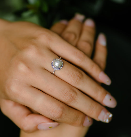 Ornate Twist Pearl Ring