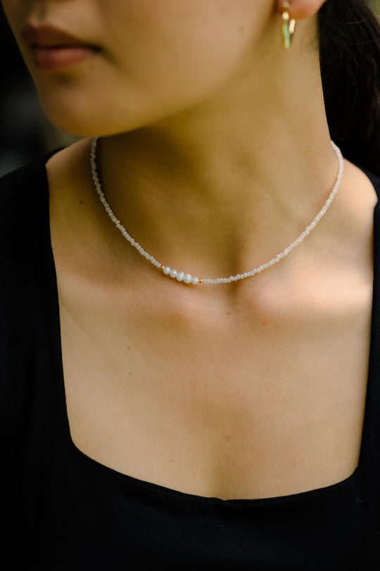 Bali Baby Pink Crystal Necklace