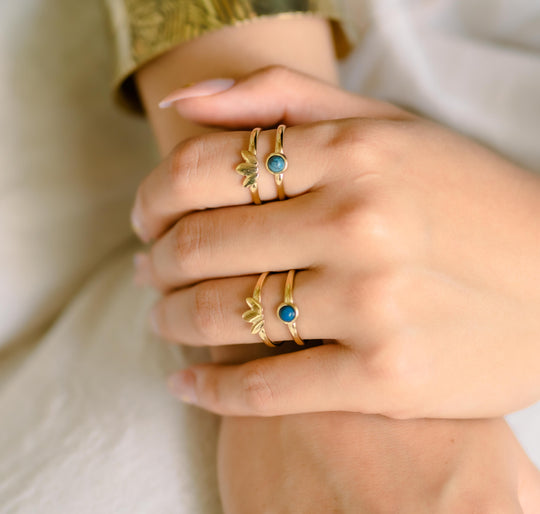 Bali Gold Plated Double Band Apatite Ring