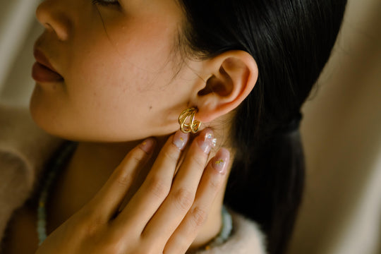 Gold Plated Triple Hoop Earrings