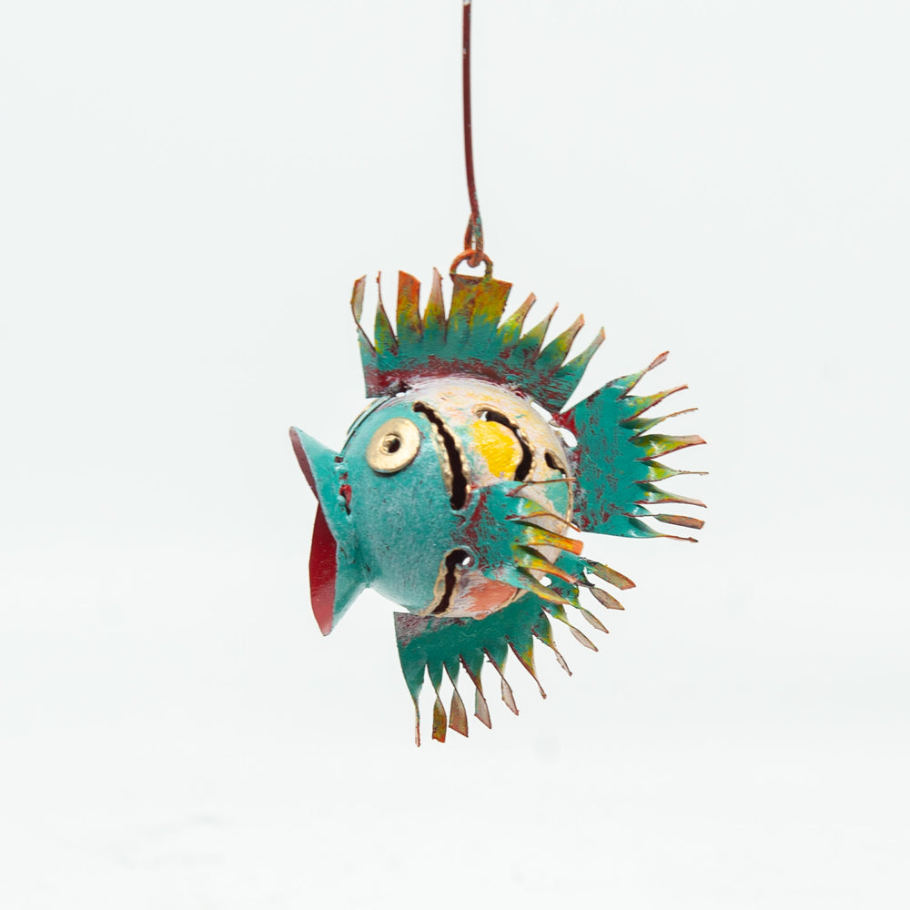 Metal Pufferfish Ornament