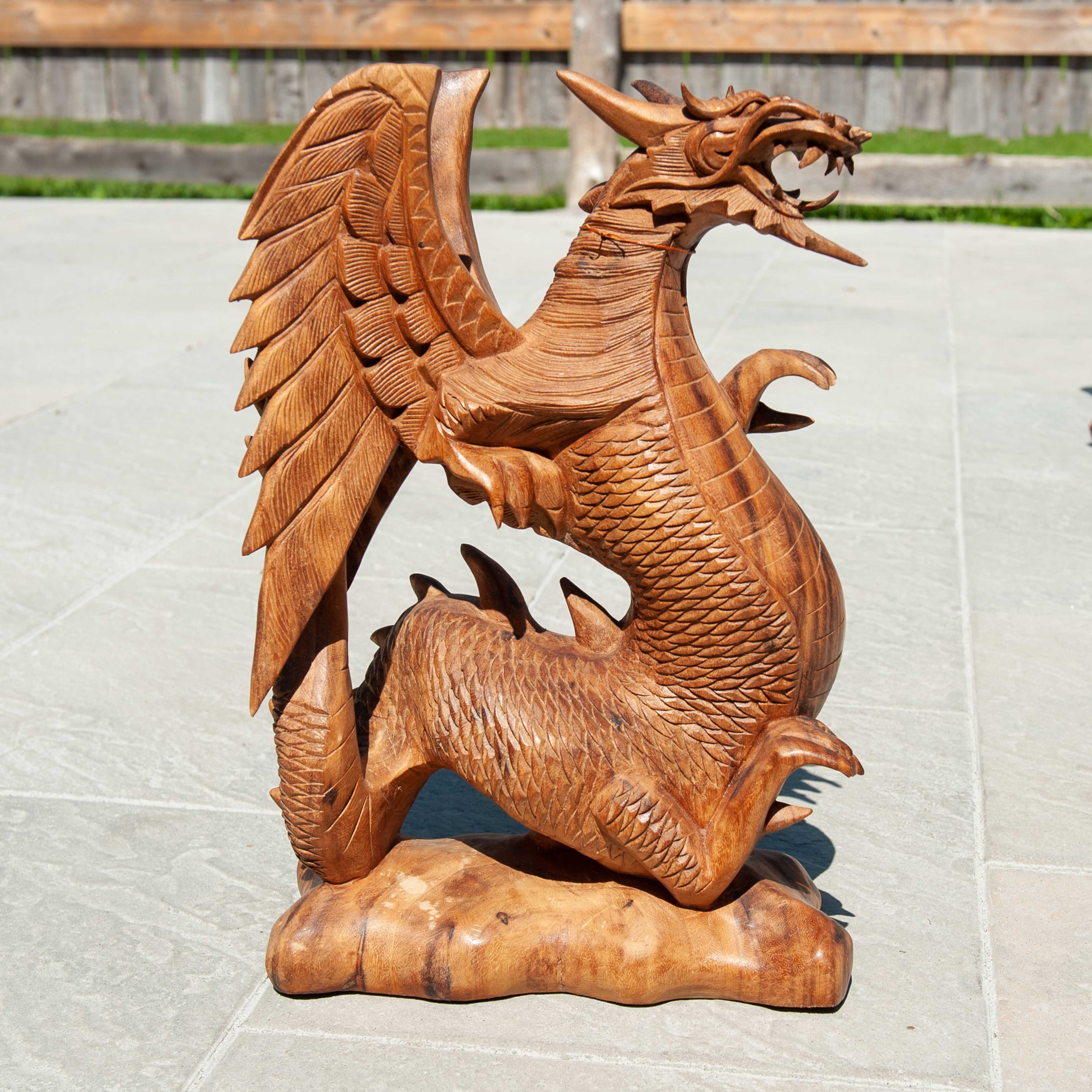 Suar Wood Dragon Statue - One World Bazaar