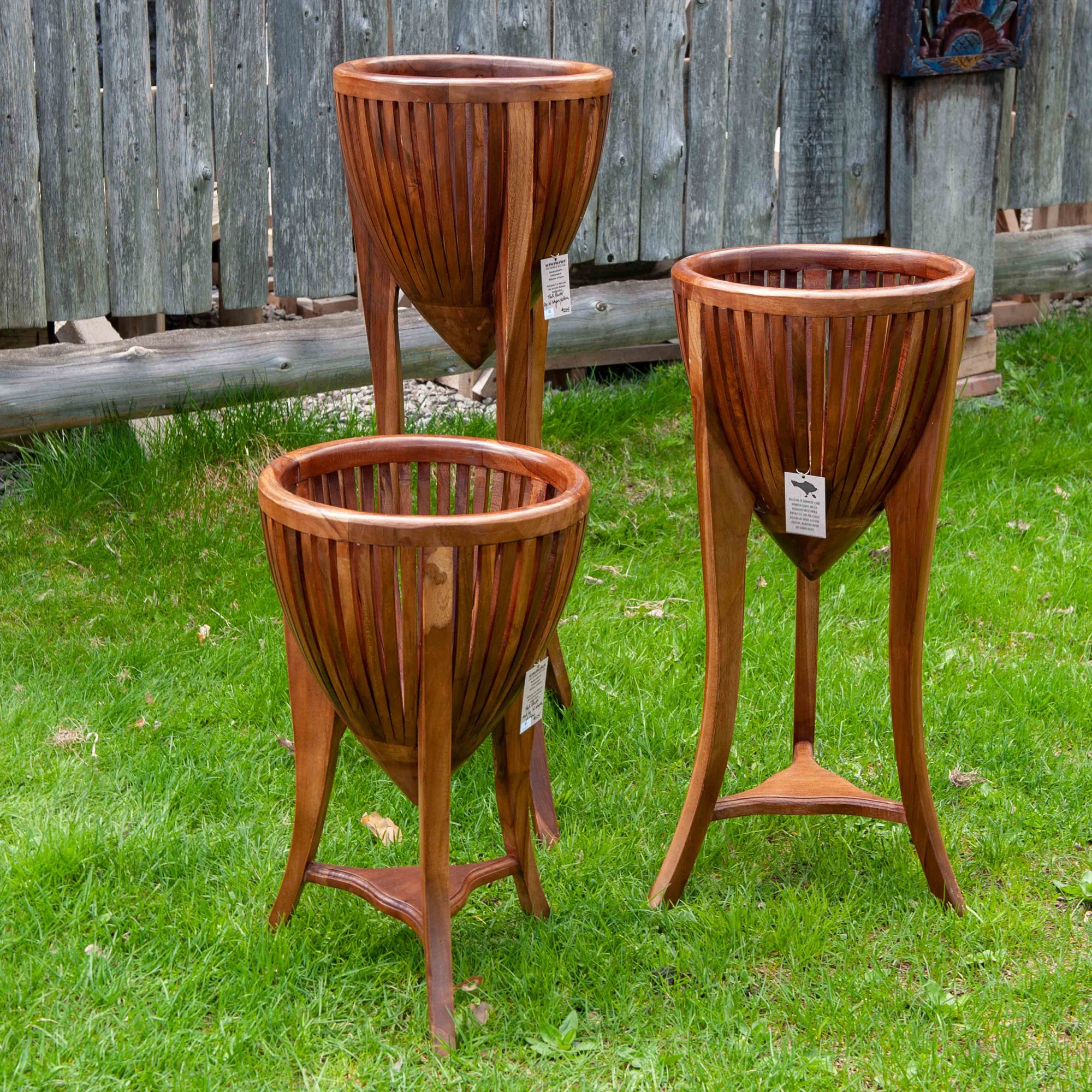 Teak Plant Stand - Natural