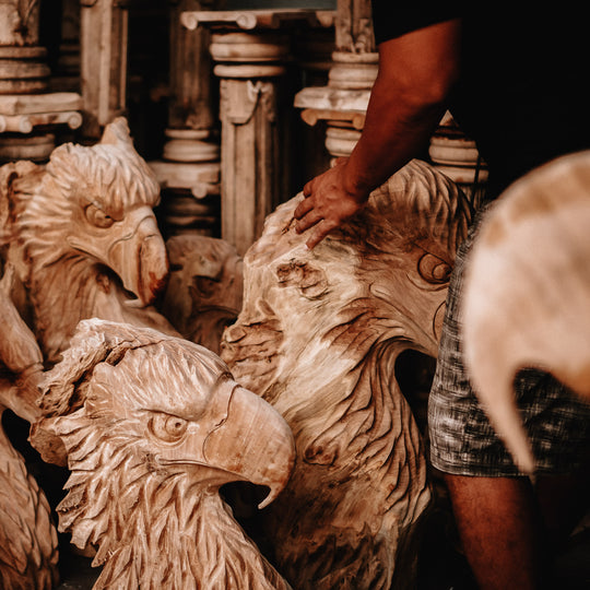 Teak Root Eagle Head Carving