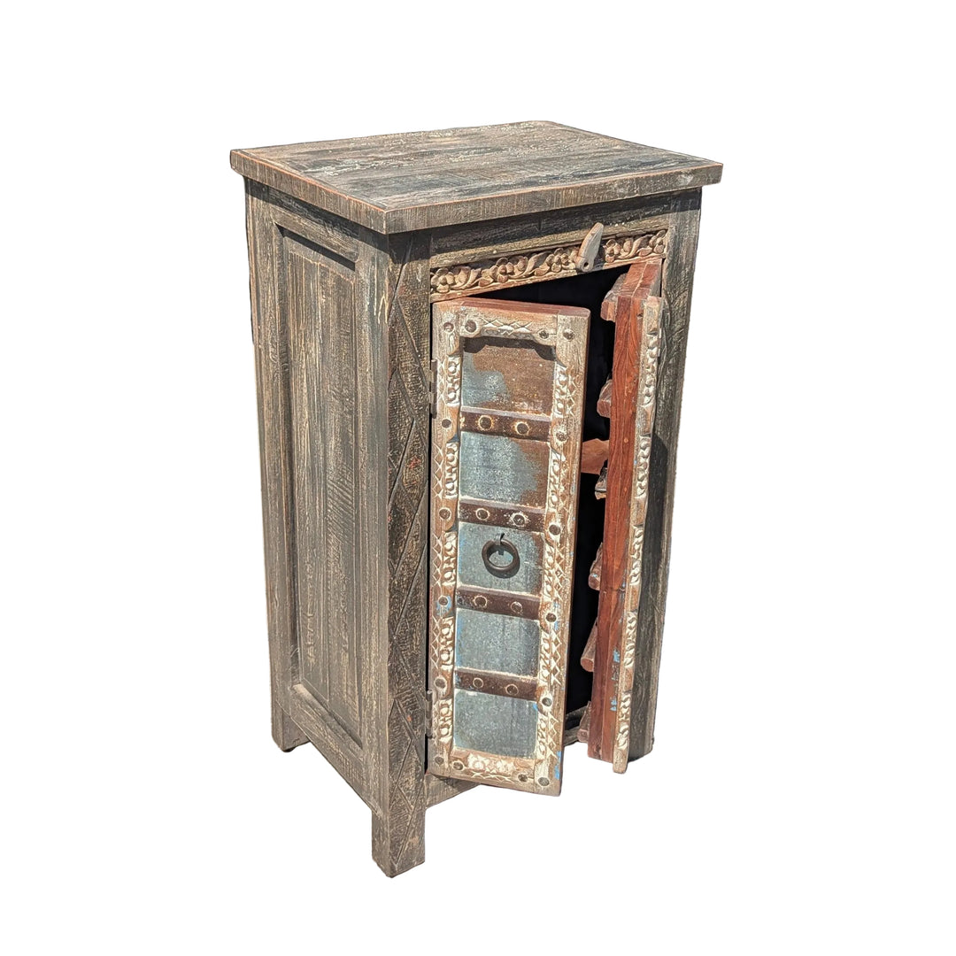 Industrial Mango Wood and Iron Armoire Cabinet