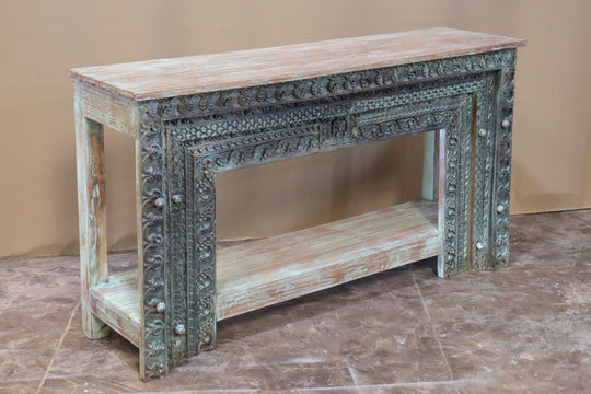 Ornate Carved Mango Wood Console